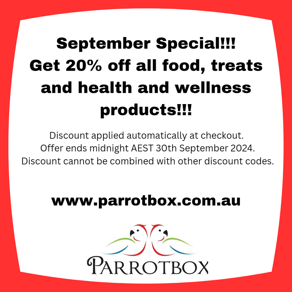 September Special!!! Get 20% off all Food, Treats and Health and Wellness products!!!!