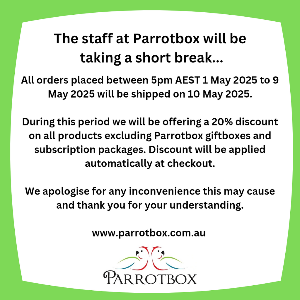 Parrotbox is taking a short break - enjoy 20% off while we're away!