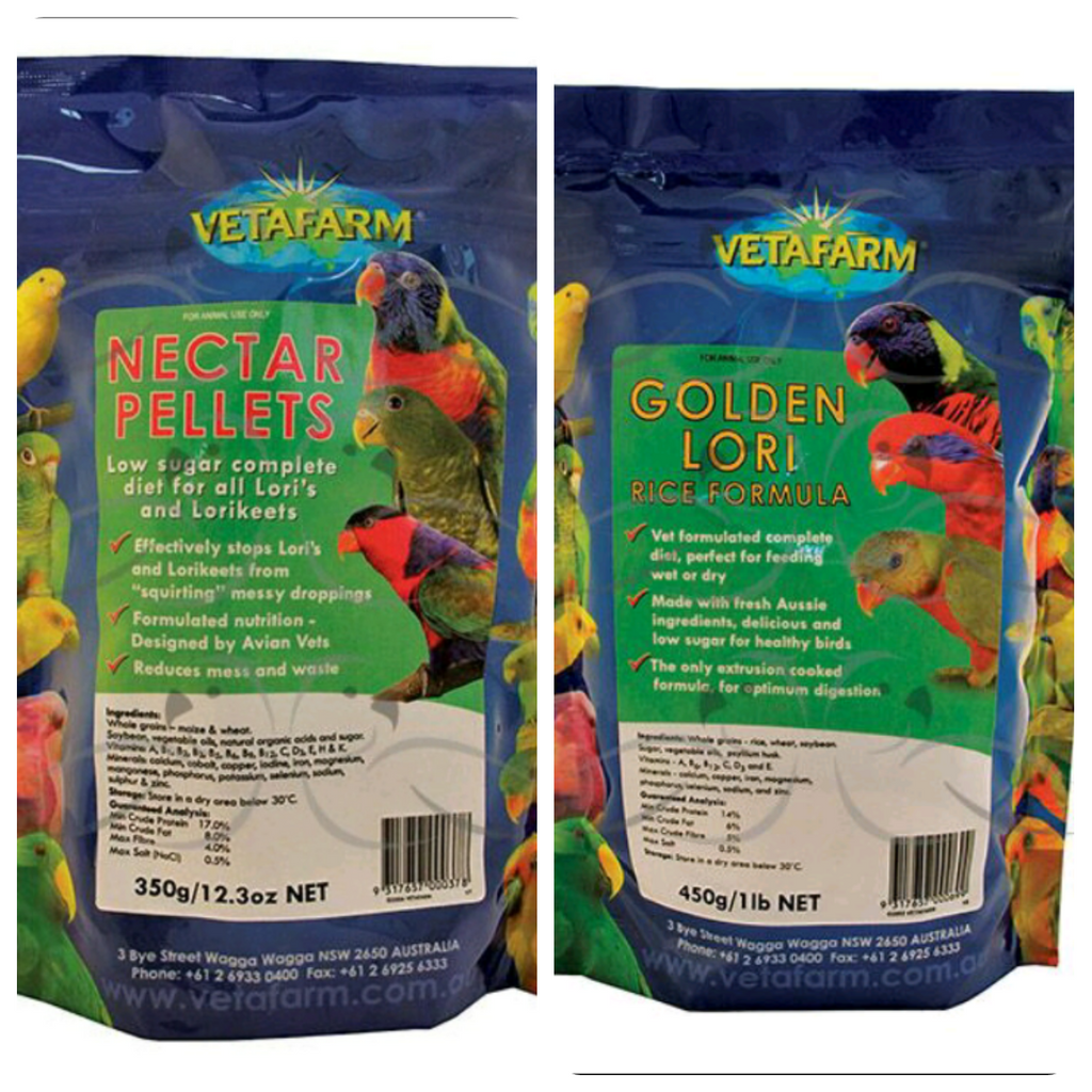 Price Reduction!!! Vetafarm 2kg Nectar Pellets & Vetafarm 2kg Golden Lori Rice Formula