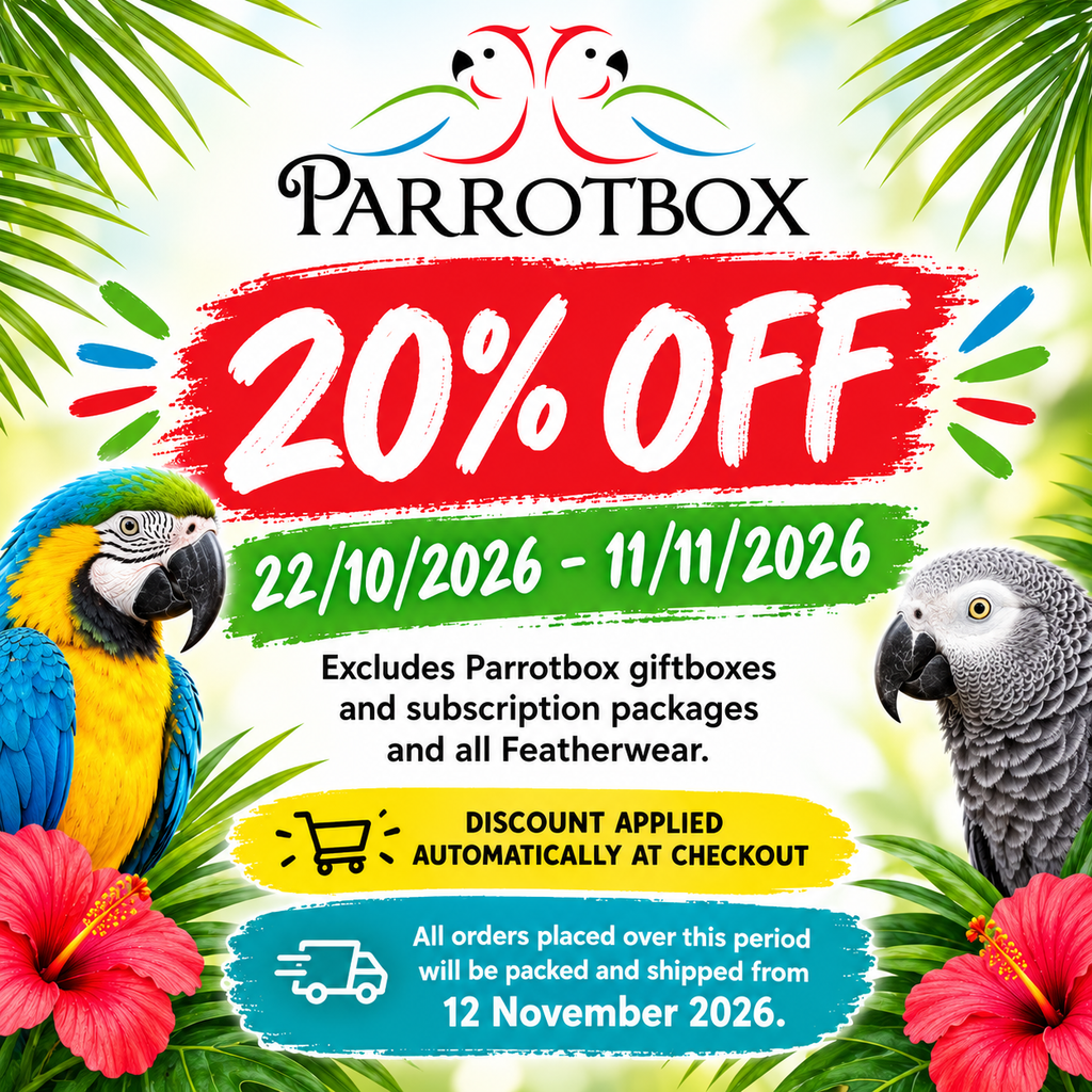 🦜 The staff at Parrotbox are taking a short break, and we're celebrating with 20% OFF eligible products! 🎉