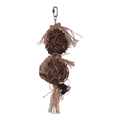 2 Piece Stacked Wicker Ball W/ Bell
