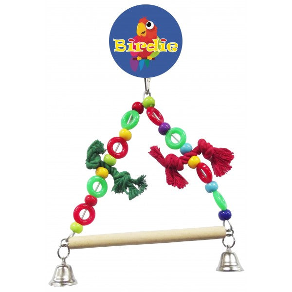 beaded swing with bells bird toy