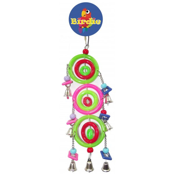 Birdie Plastic Ring and Bell Toy - parrot box pet supplies