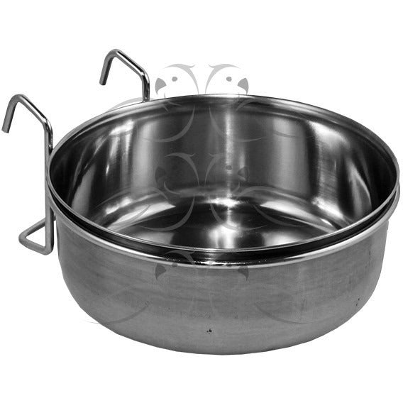 S/Steel Coop-Cup with Hooks 280ml - 100mm dia-PARROTBOX PET SUPPLIES