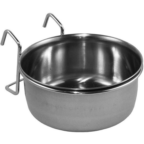 S/Steel Coop-Cup With Hooks 560ml - 125mm dia-PARROTBOX PET SUPPLIES