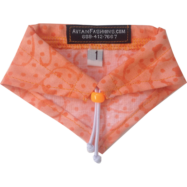 bird bandana orange design, parrotbox avian fashions for birds, bird clothing