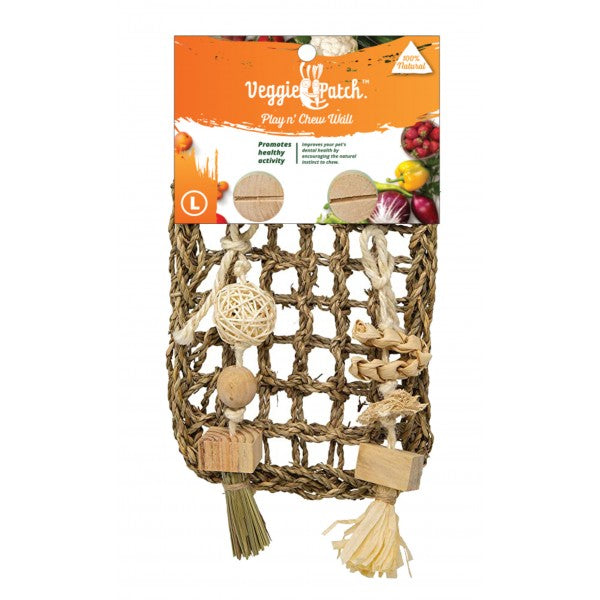 bird toy, coir mat with hanging wooden blocks and natural pieces, small bird toy