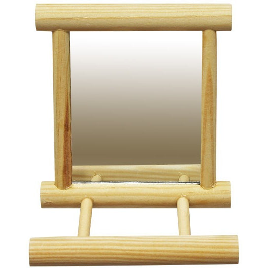 Mirror with Wooden Perch-PARROTBOX PET SUPPLIES